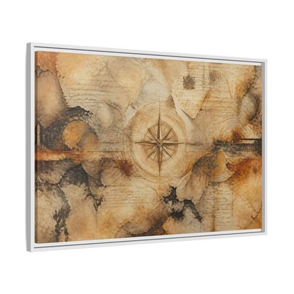 Side Mockup 9. Abstract Compass Rose Map shown as framed canvas print