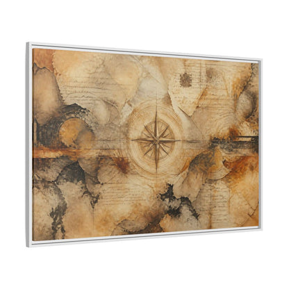 Side Mockup 7. Abstract Compass Rose Map shown as framed canvas print