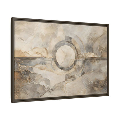 Main Mockup. Abstract Concentric Circles Neutral Abstract shown as stretched canvas wall art