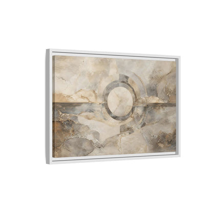 Side Mockup 1. Abstract Concentric Circles Neutral Abstract shown as stretched canvas wall art