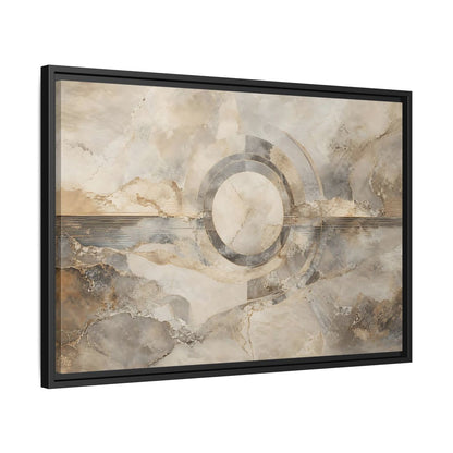 Side Mockup 14. Abstract Concentric Circles Neutral Abstract shown as stretched canvas wall art