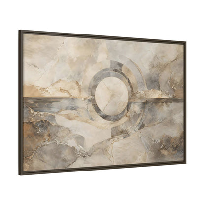 Side Mockup 8. Abstract Concentric Circles Neutral Abstract shown as stretched canvas wall art