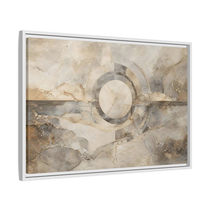 Side Mockup 10. Abstract Concentric Circles Neutral Abstract shown as stretched canvas wall art