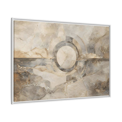 Side Mockup 7. Abstract Concentric Circles Neutral Abstract shown as stretched canvas wall art