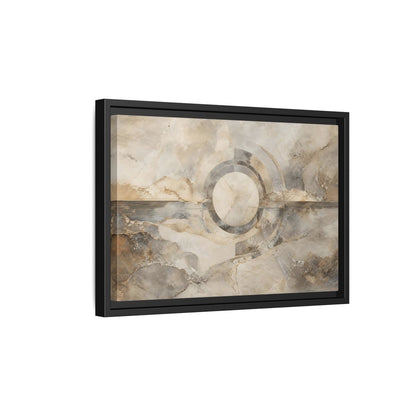 Side Mockup 6. Abstract Concentric Circles Neutral Abstract shown as stretched canvas wall art