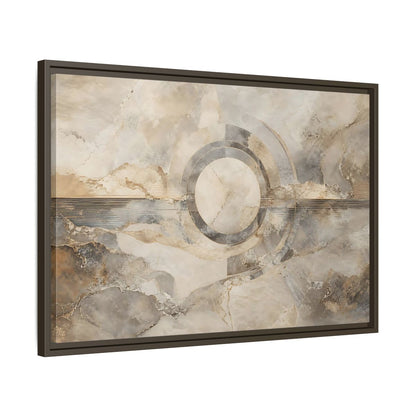 Side Mockup 11. Abstract Concentric Circles Neutral Abstract shown as stretched canvas wall art
