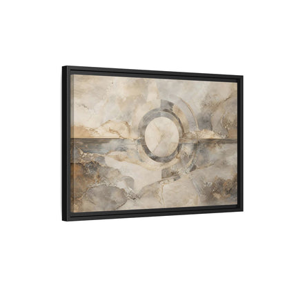 Side Mockup 3. Abstract Concentric Circles Neutral Abstract shown as stretched canvas wall art