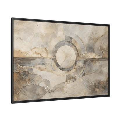 Side Mockup 12. Abstract Concentric Circles Neutral Abstract shown as stretched canvas wall art