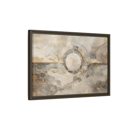 Side Mockup 2. Abstract Concentric Circles Neutral Abstract shown as stretched canvas wall art