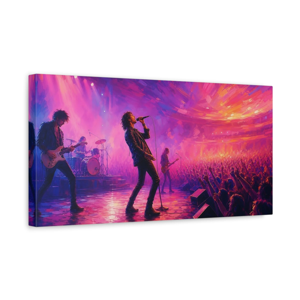 Side Mockup 3. Abstract Concert Purple Pink Concert shown as canvas print