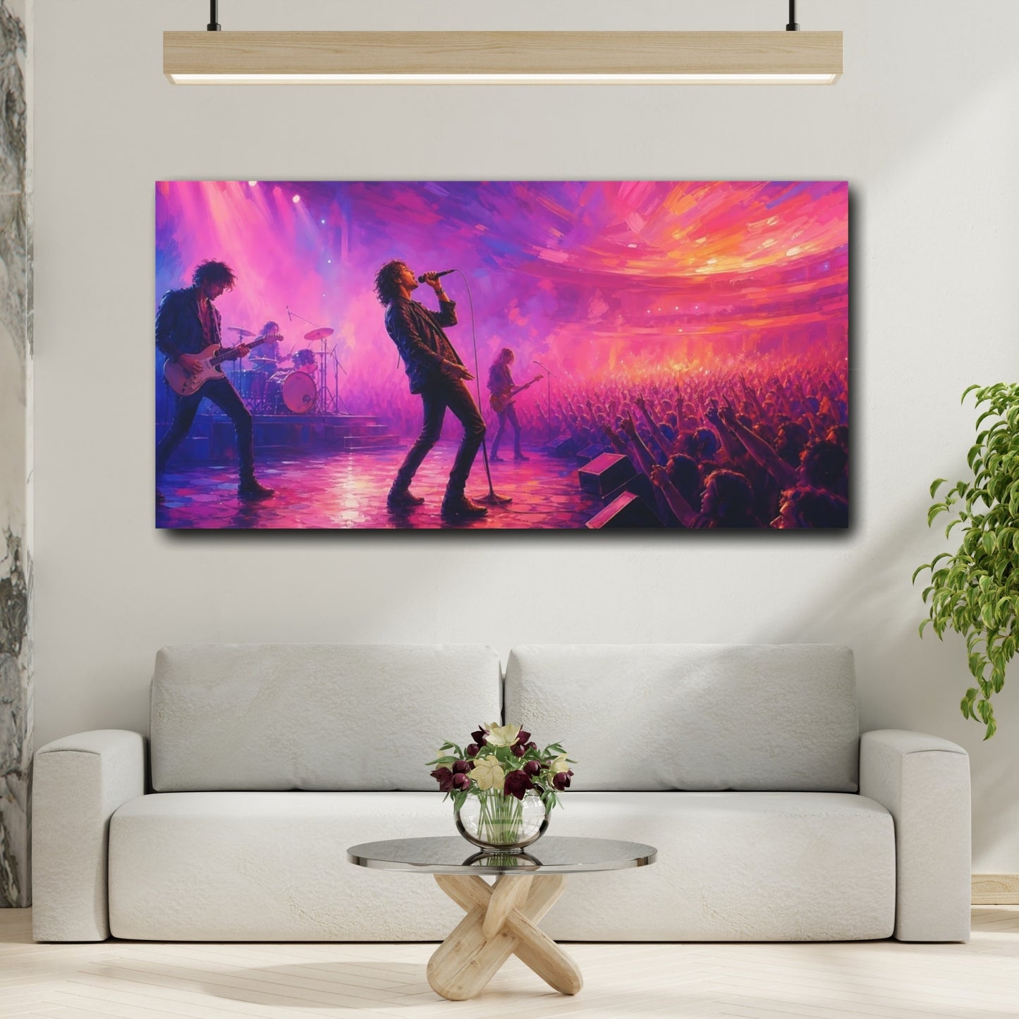 Mockup 2. Abstract Concert Purple Pink Concert shown as canvas print