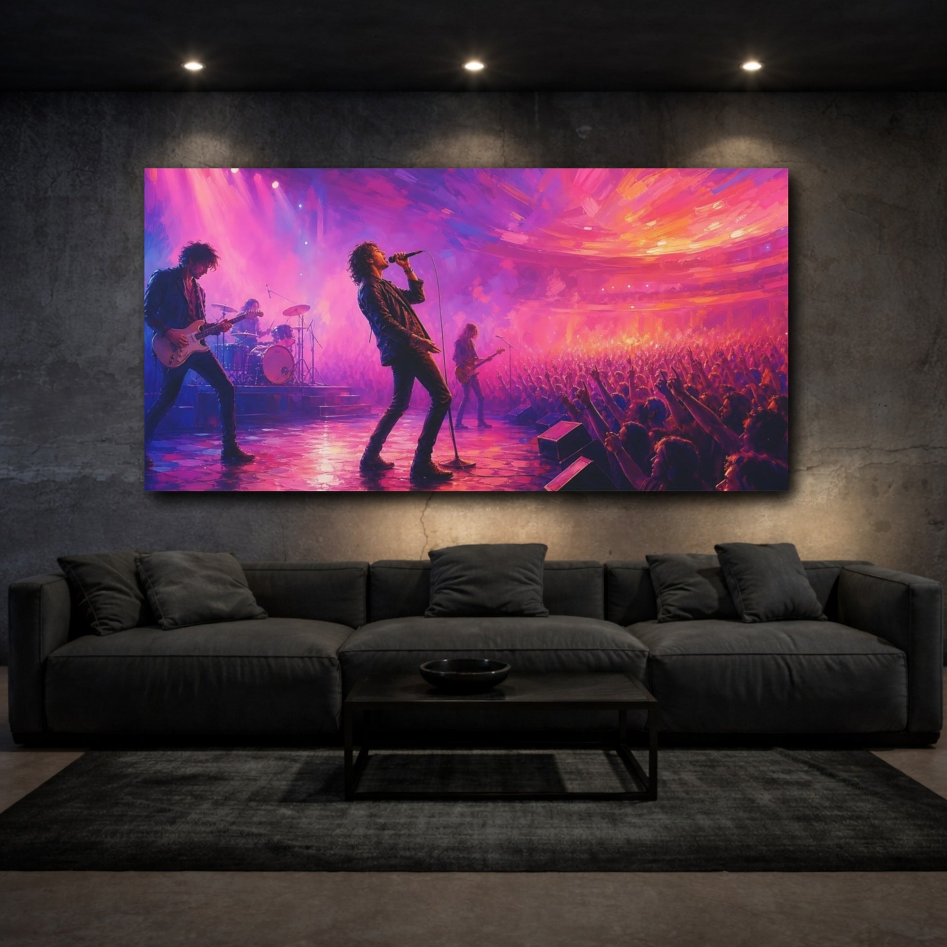 Mockup 3. Abstract Concert Purple Pink Concert shown as canvas print