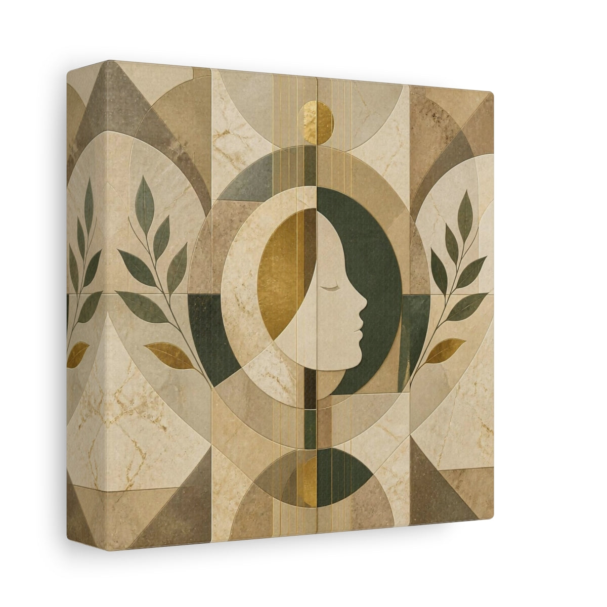 Side Mockup 2. Abstract Contemplative Face shown as canvas print