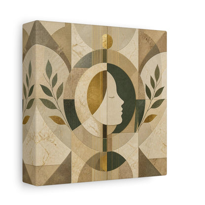 Side Mockup 2. Abstract Contemplative Face shown as canvas print