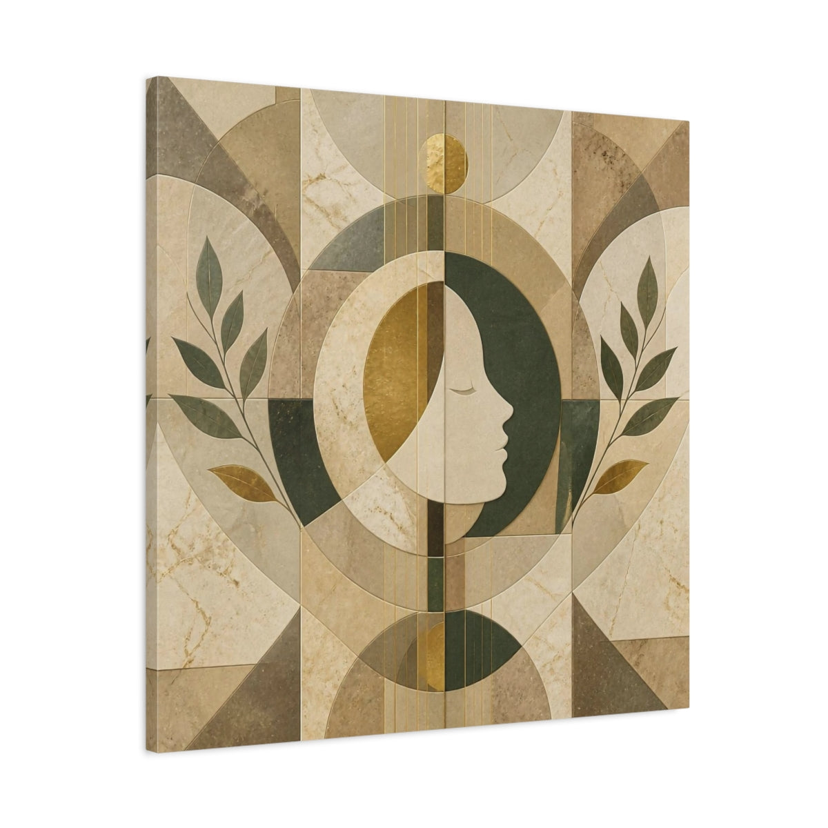 Side Mockup 3. Abstract Contemplative Face shown as canvas print