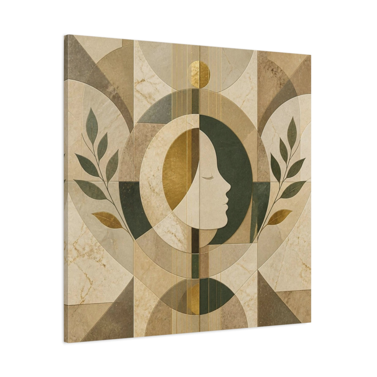 Side Mockup 1. Abstract Contemplative Face shown as canvas print