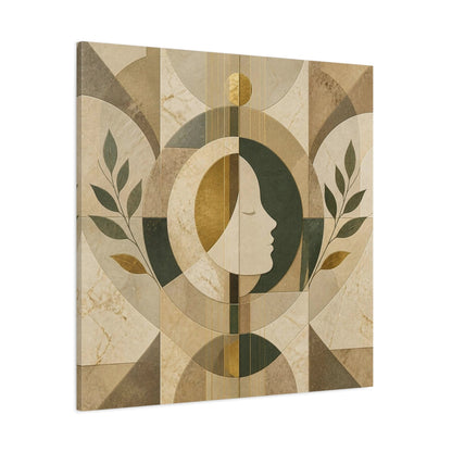Side Mockup 1. Abstract Contemplative Face shown as canvas print