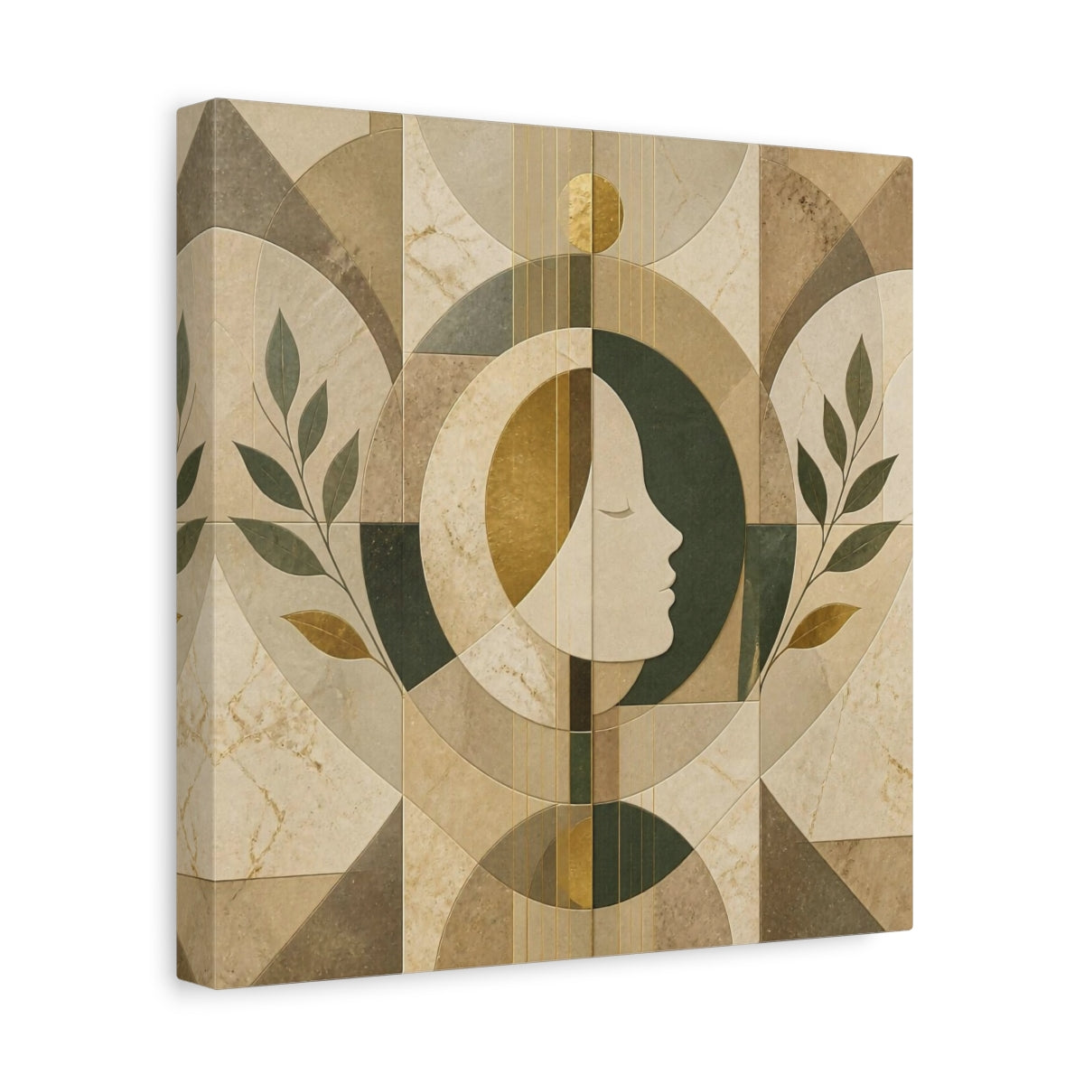 Side Mockup 8. Abstract Contemplative Face shown as canvas print