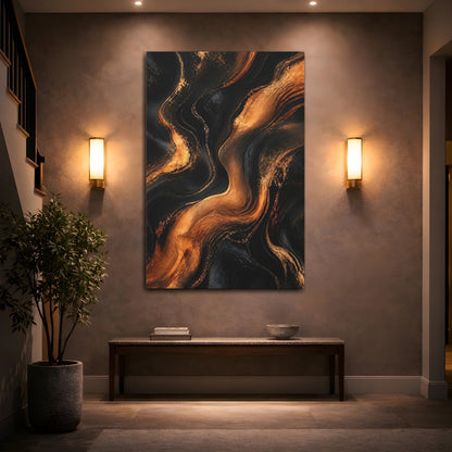 Mockup 2. Abstract Copper Swirl shown as canvas print