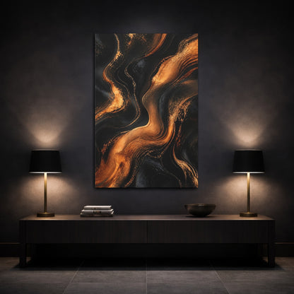 Mockup 3. Abstract Copper Swirl shown as canvas print