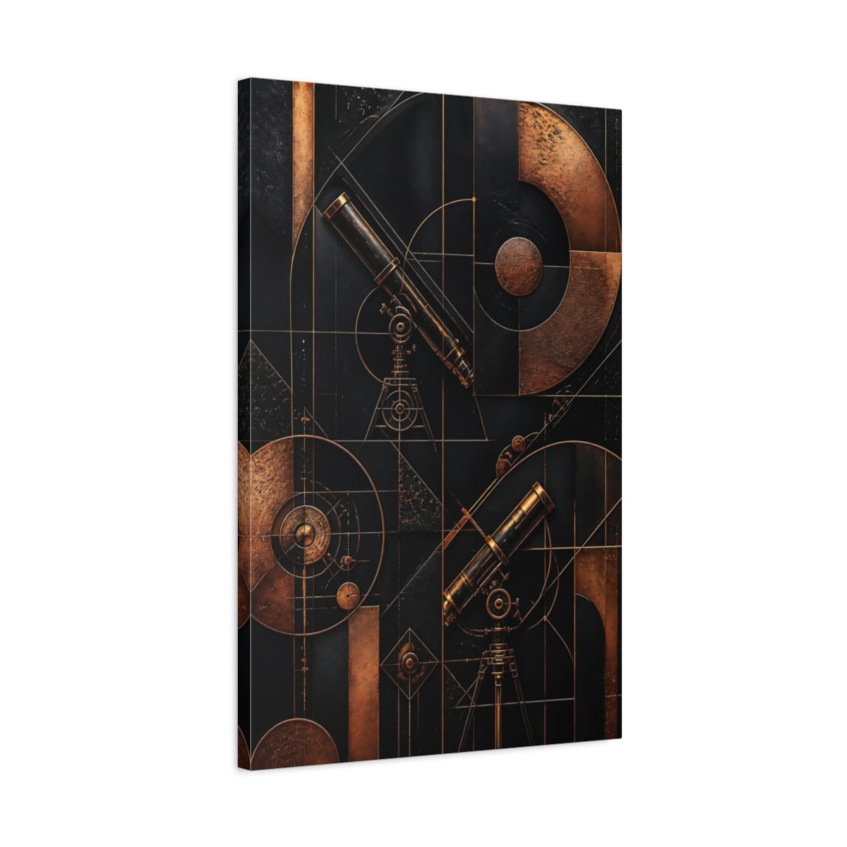 Side Mockup 2. Abstract Copper Telescope shown as canvas print