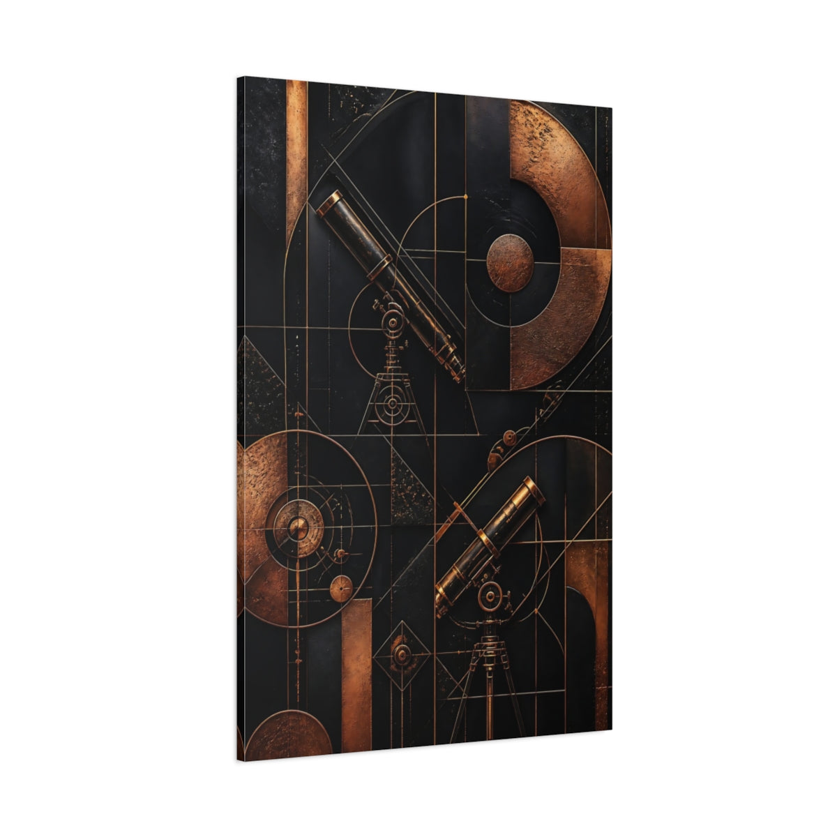 Side Mockup 1. Abstract Copper Telescope shown as canvas print