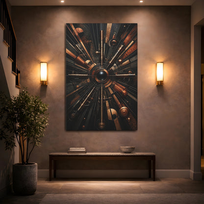 Mockup 2. Abstract Copper Telescope shown as canvas print
