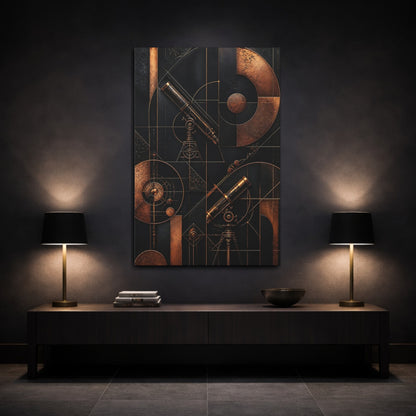 Mockup 3. Abstract Copper Telescope shown as canvas print