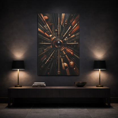 Mockup 3. Abstract Copper Telescope shown as canvas print