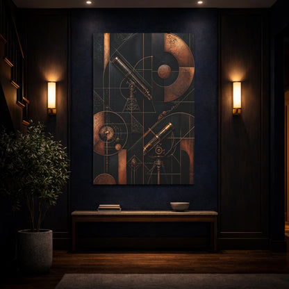 Mockup 4. Abstract Copper Telescope shown as canvas print