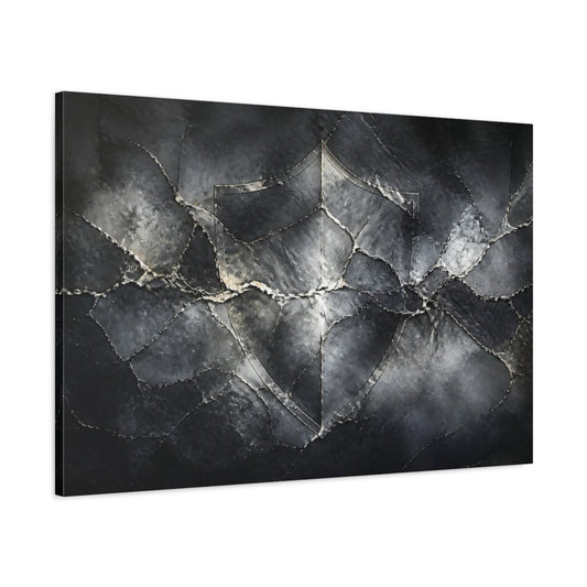 Main Mockup. Abstract Cracked Stone Shield shown as canvas print