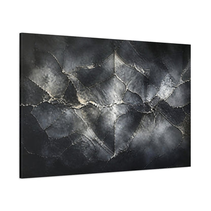 Side Mockup 1. Abstract Cracked Stone Shield shown as canvas print