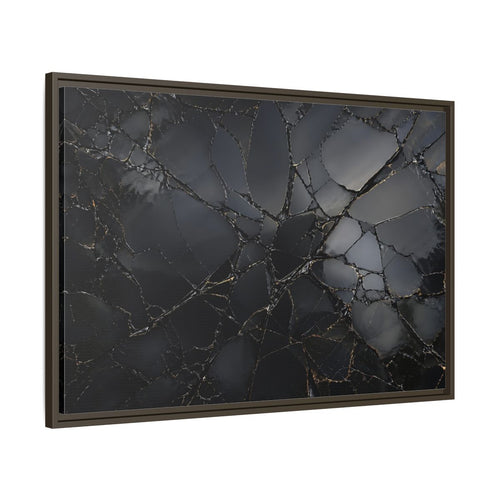 Main Mockup. Abstract Cracked Surface Black And Gold shown as stretched canvas wall art