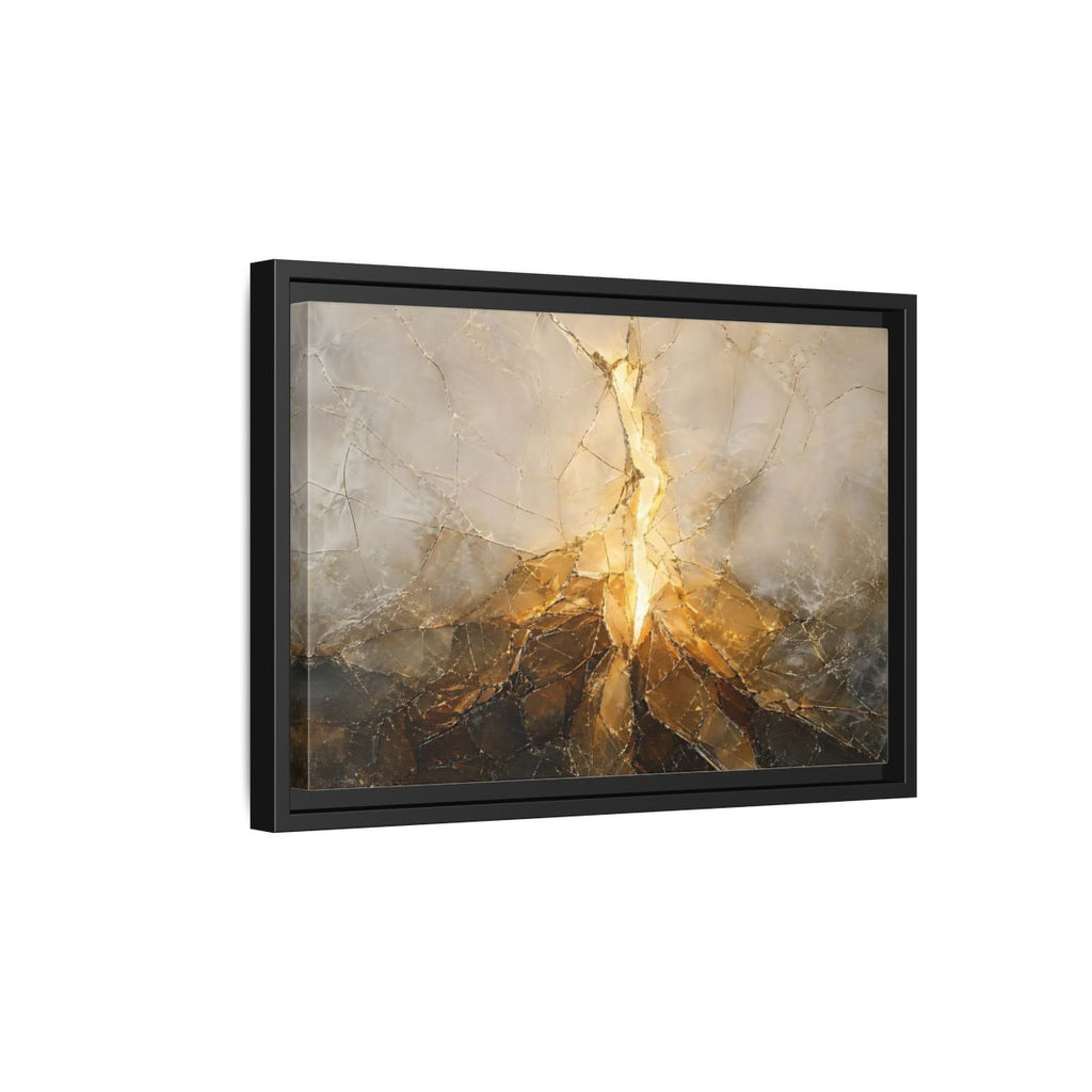 Side Mockup 6. Abstract Cracked Texture Gold And Gray Abstract shown as stretched canvas wall art