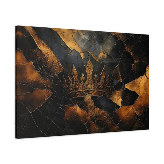 Main Mockup. Abstract Crown Black And Gold shown as stretched canvas wall art