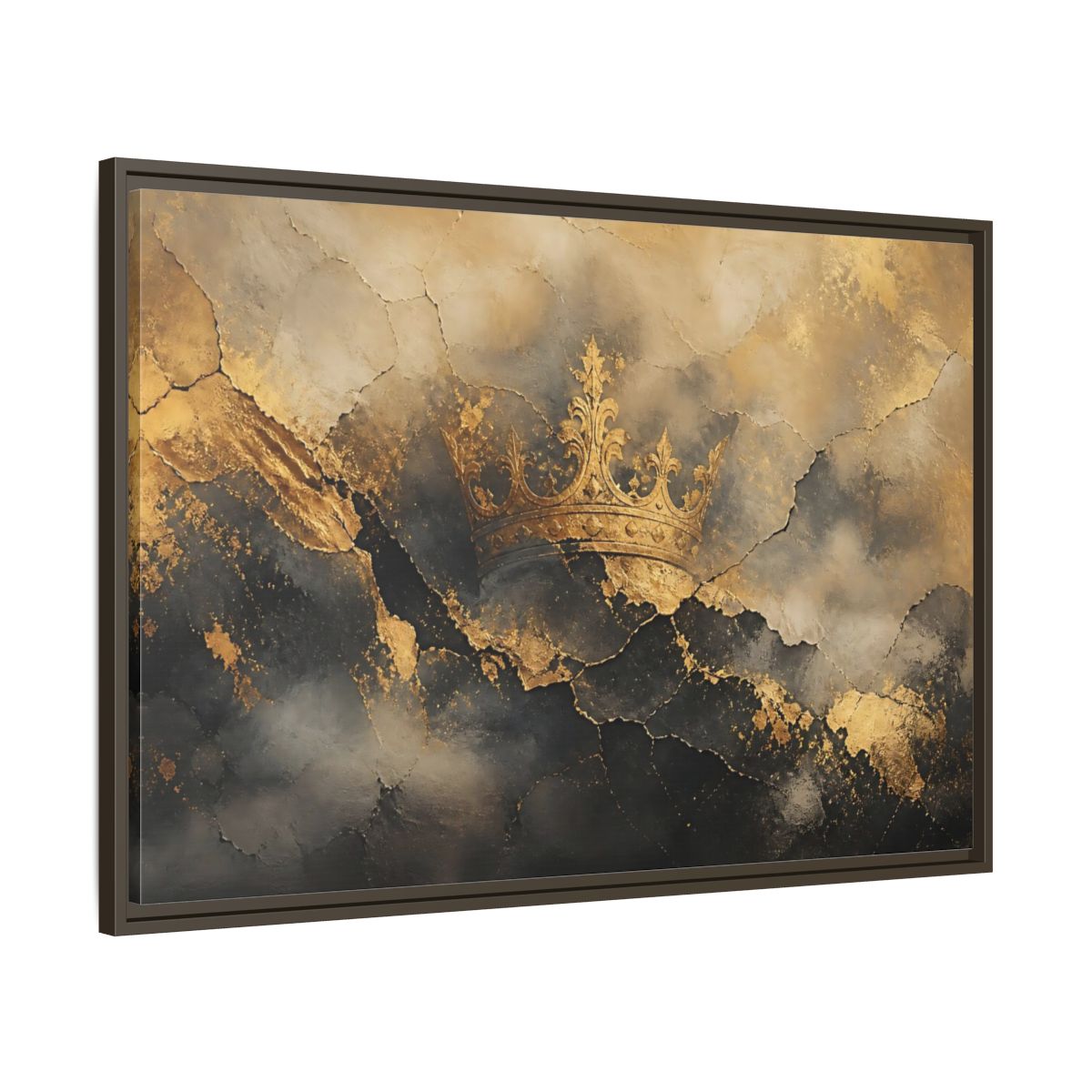 Main Mockup. Abstract Crown Gold And Black Crown shown as stretched canvas wall art