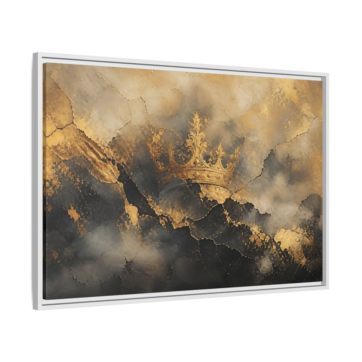 Side Mockup 9. Abstract Crown Gold And Black Crown shown as stretched canvas wall art