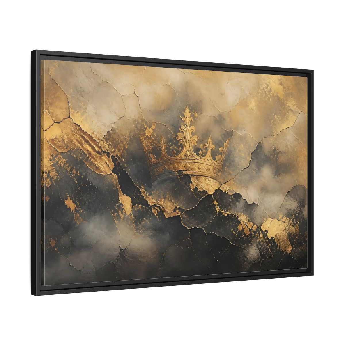 Side Mockup 13. Abstract Crown Gold And Black Crown shown as stretched canvas wall art