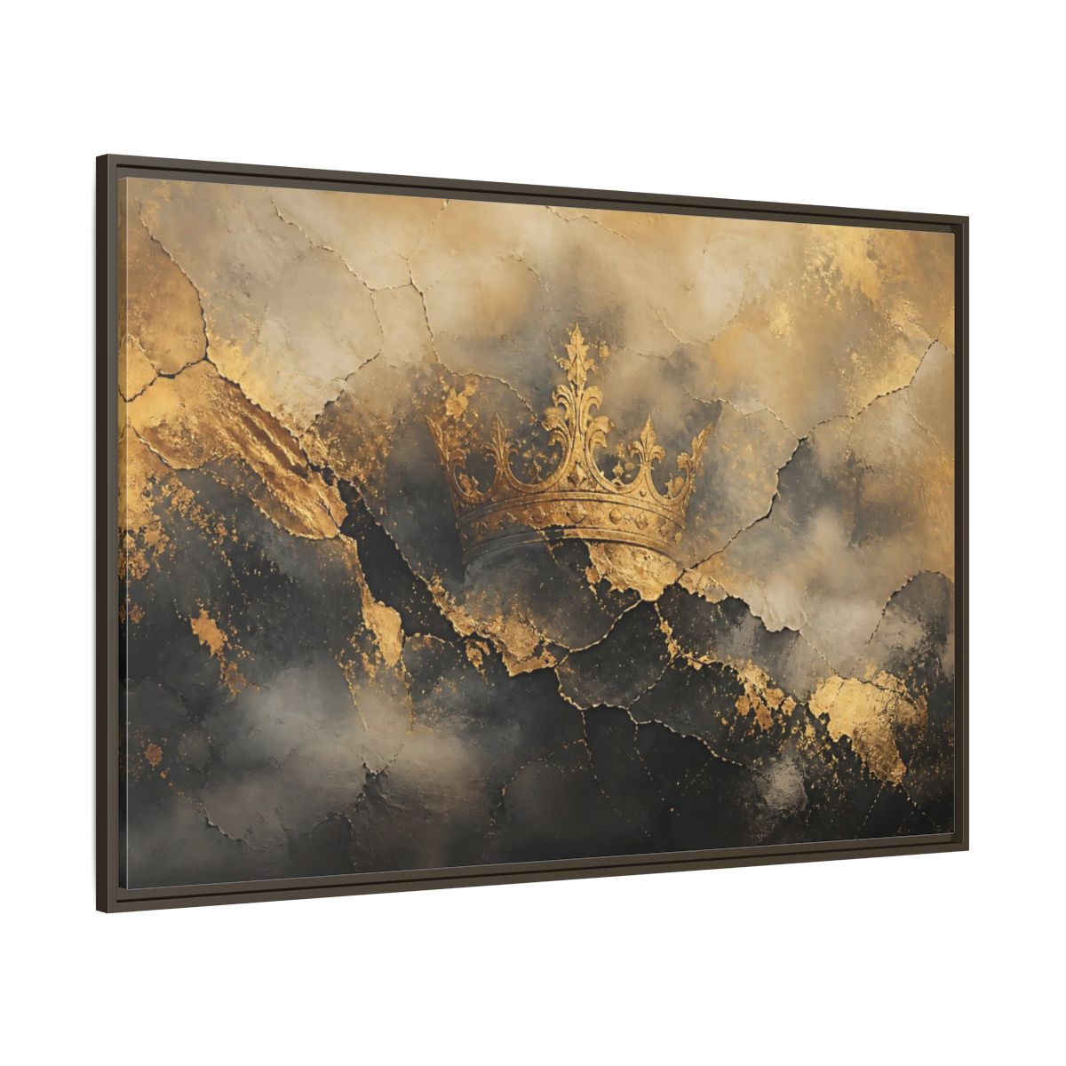 Side Mockup 8. Abstract Crown Gold And Black Crown shown as stretched canvas wall art