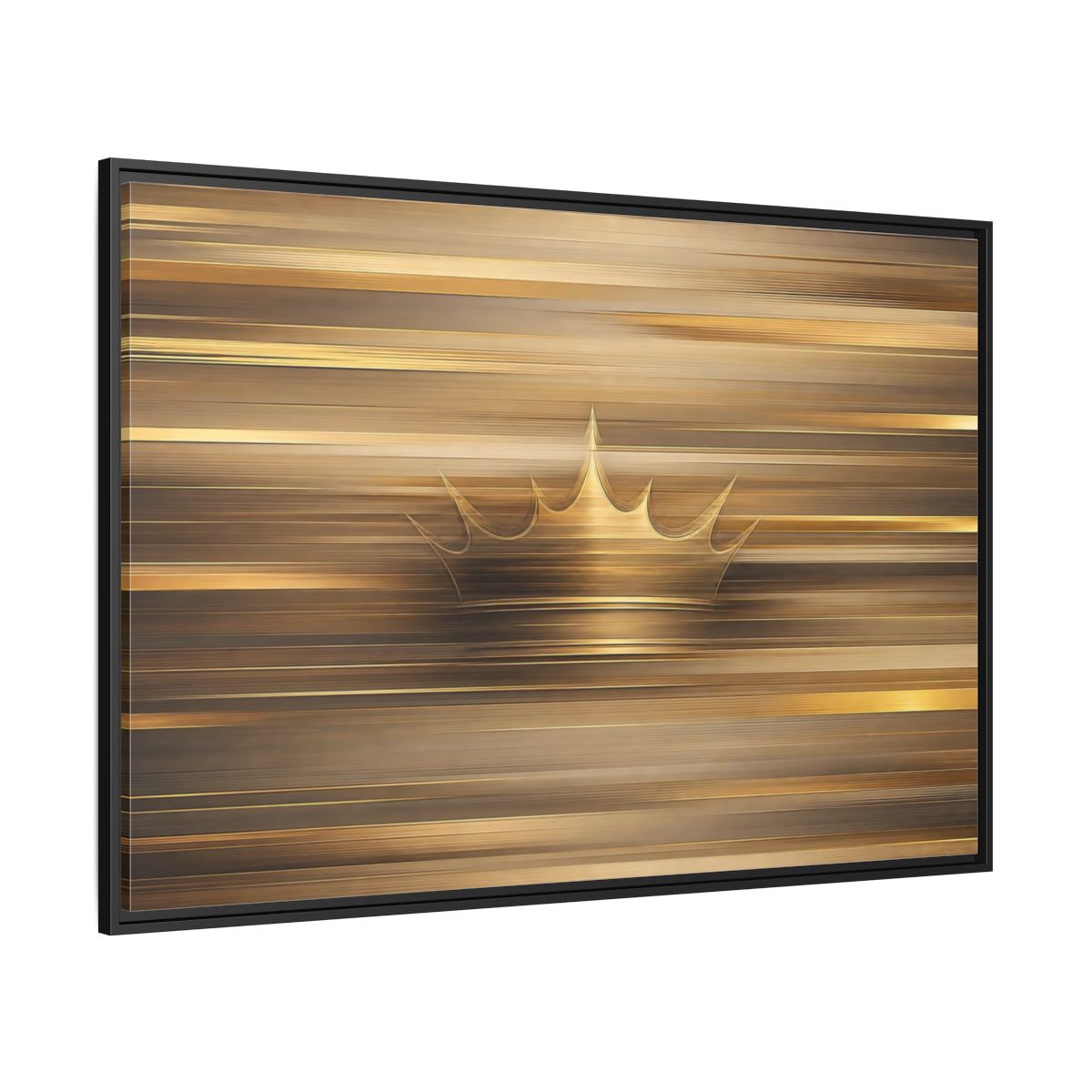 Side Mockup 12. Abstract Crown Gold And Brown shown as stretched canvas wall art