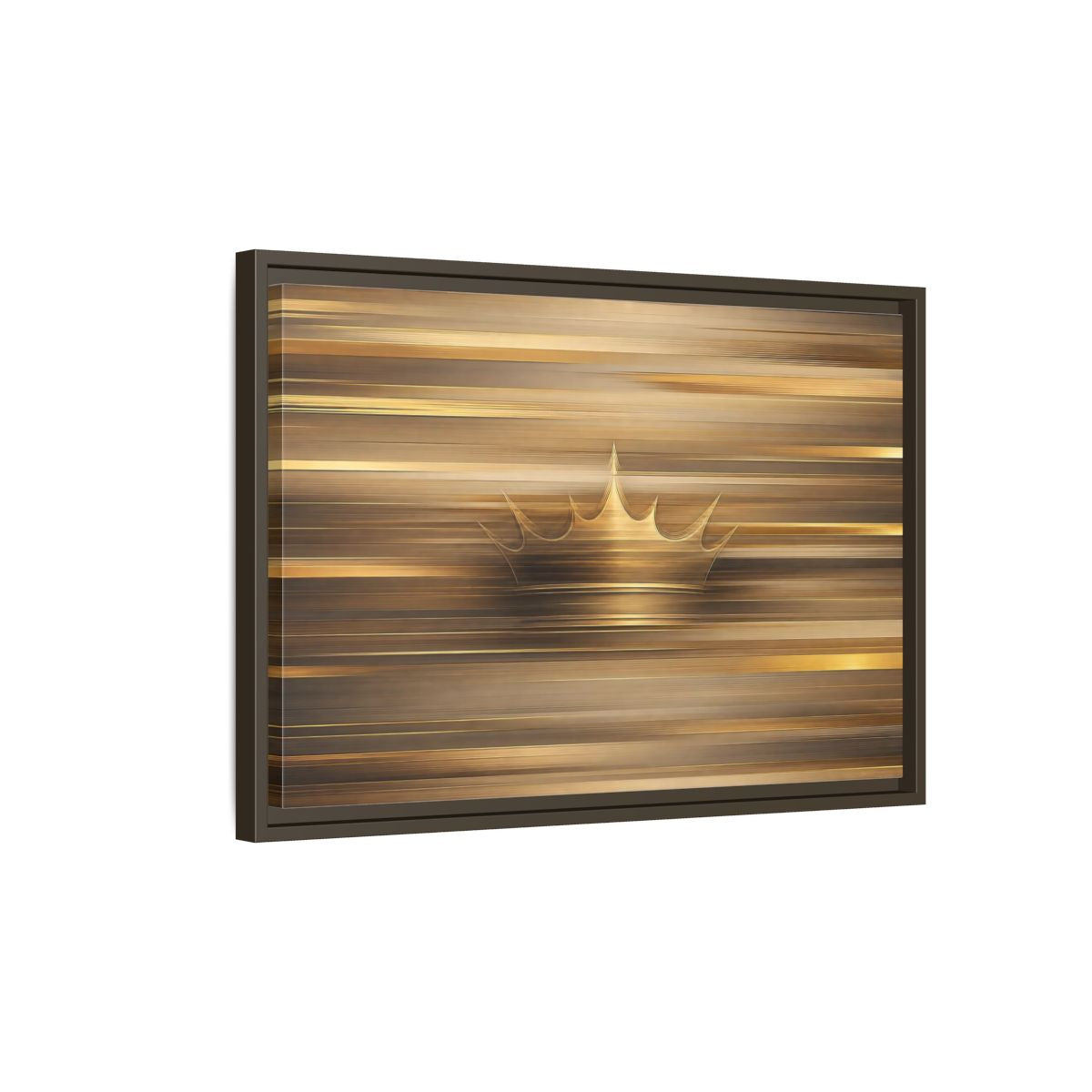 Side Mockup 2. Abstract Crown Gold And Brown shown as stretched canvas wall art