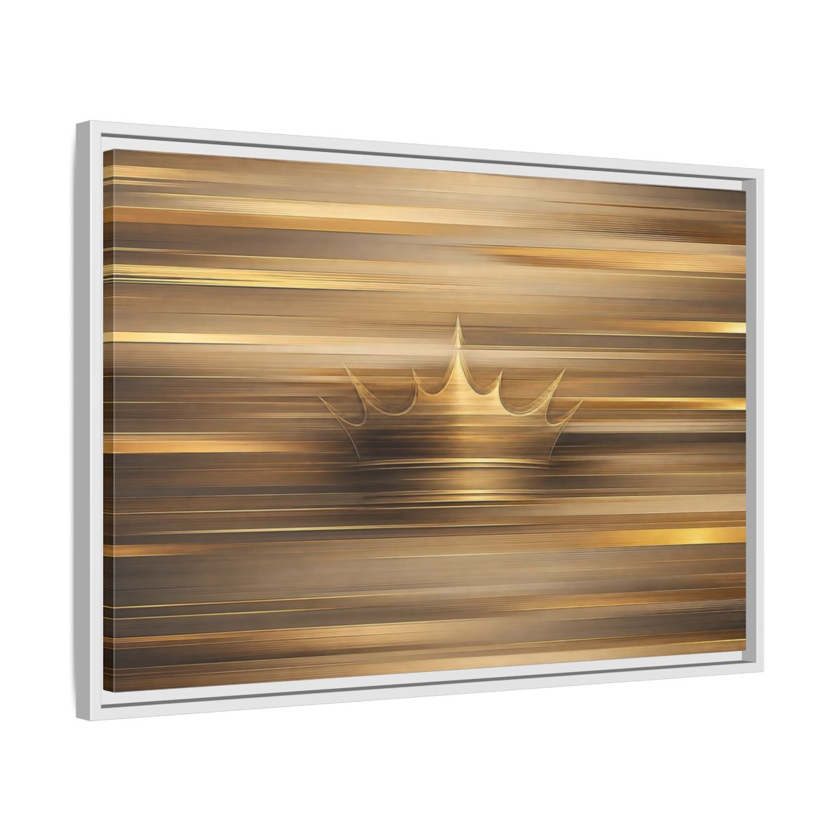 Side Mockup 10. Abstract Crown Gold And Brown shown as stretched canvas wall art