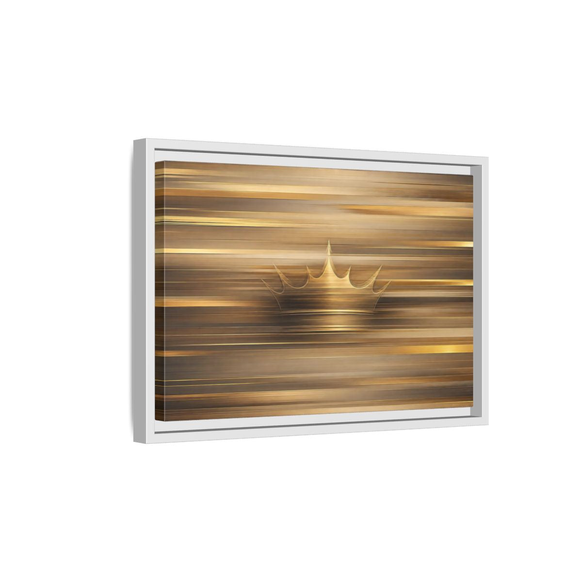 Side Mockup 4. Abstract Crown Gold And Brown shown as stretched canvas wall art