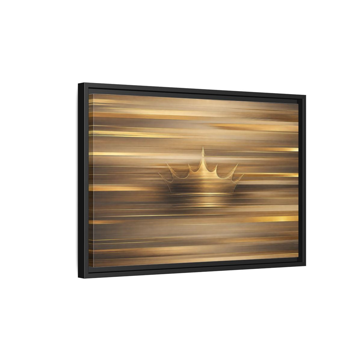 Side Mockup 3. Abstract Crown Gold And Brown shown as stretched canvas wall art