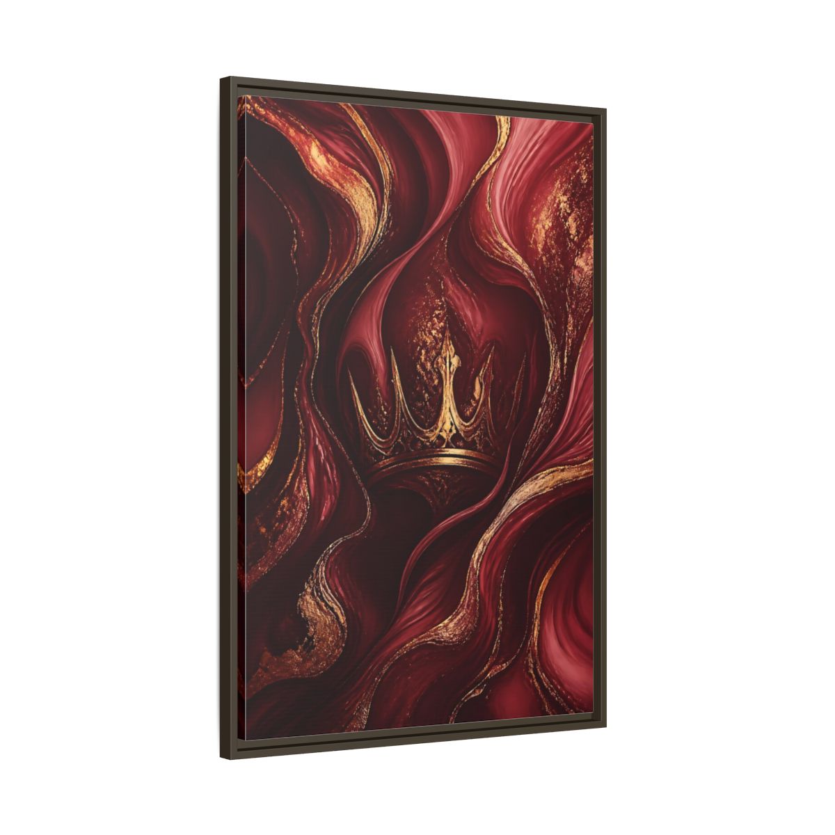Main Mockup. Abstract Crown Red And Gold shown as stretched canvas wall art