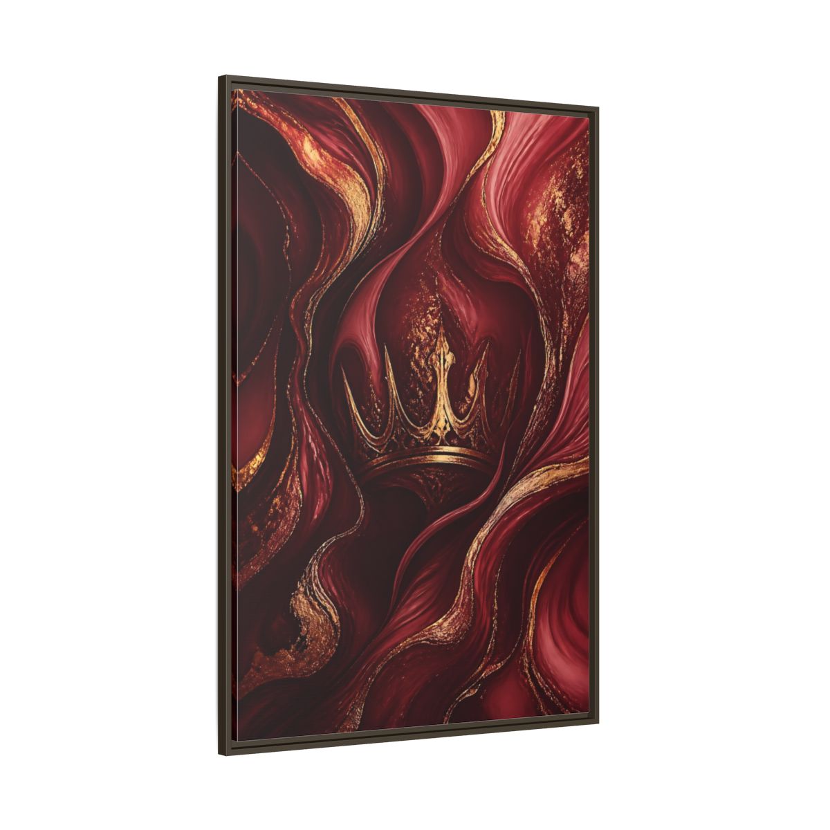 Side Mockup 8. Abstract Crown Red And Gold shown as stretched canvas wall art