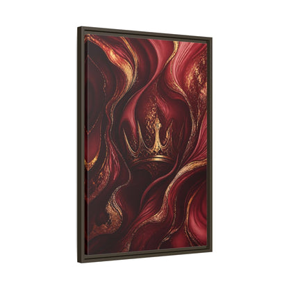 Side Mockup 11. Abstract Crown Red And Gold shown as stretched canvas wall art