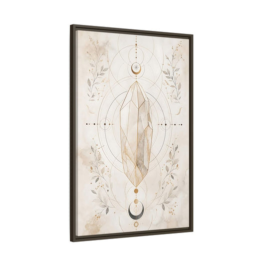 Main Mockup. Abstract Crystal Gold Crystal Geometry shown as stretched canvas wall art