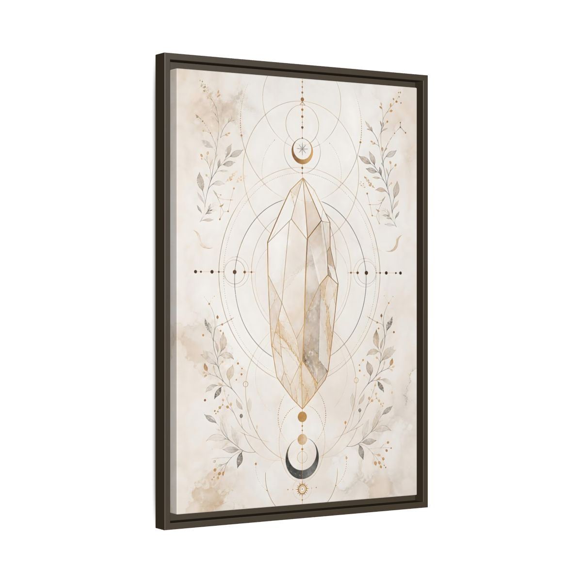 Side Mockup 11. Abstract Crystal Gold Crystal Geometry shown as stretched canvas wall art