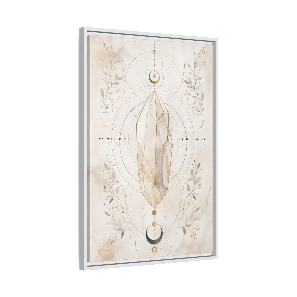 Side Mockup 10. Abstract Crystal Gold Crystal Geometry shown as stretched canvas wall art
